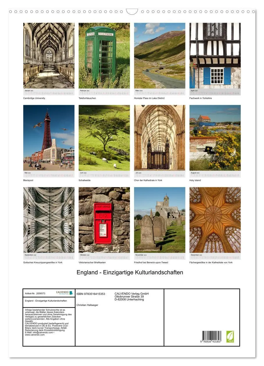 Bild: 9783516415353 | England - Einzigartige Kulturlandschaften (Wandkalender 2026 DIN A2...