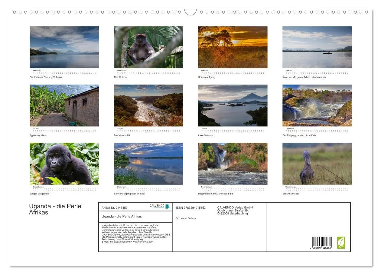 Bild: 9783594015353 | Uganda - die Perle Afrikas (Wandkalender 2027 DIN A2 quer),...