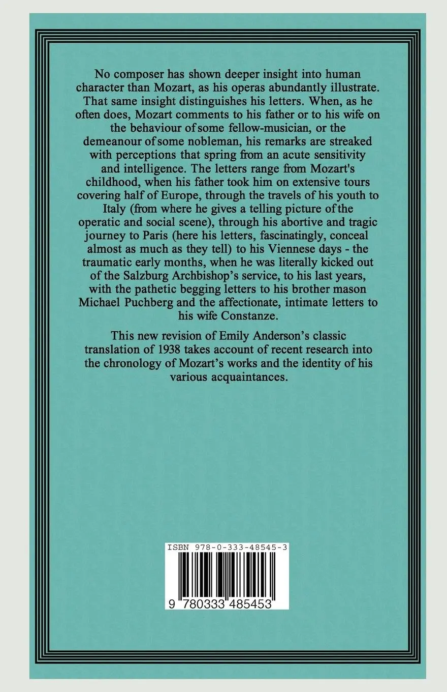 Rückseite: 9780333485453 | The Letters of Mozart and his Family | Wolfgang Amadeus Mozart (u. a.)