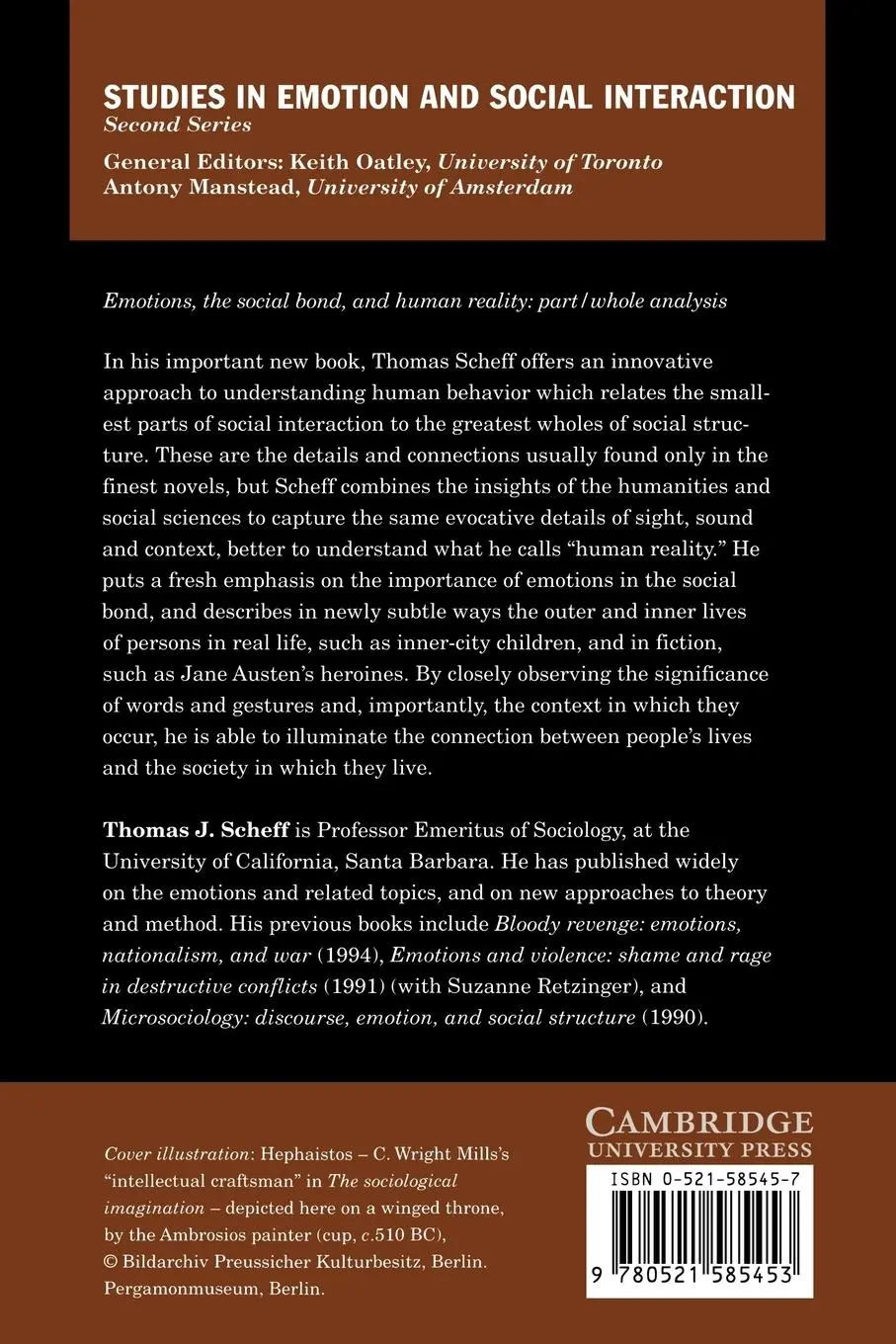 Rückseite: 9780521585453 | Emotions, the Social Bond, and Human Reality | Thomas J. Scheff | Buch