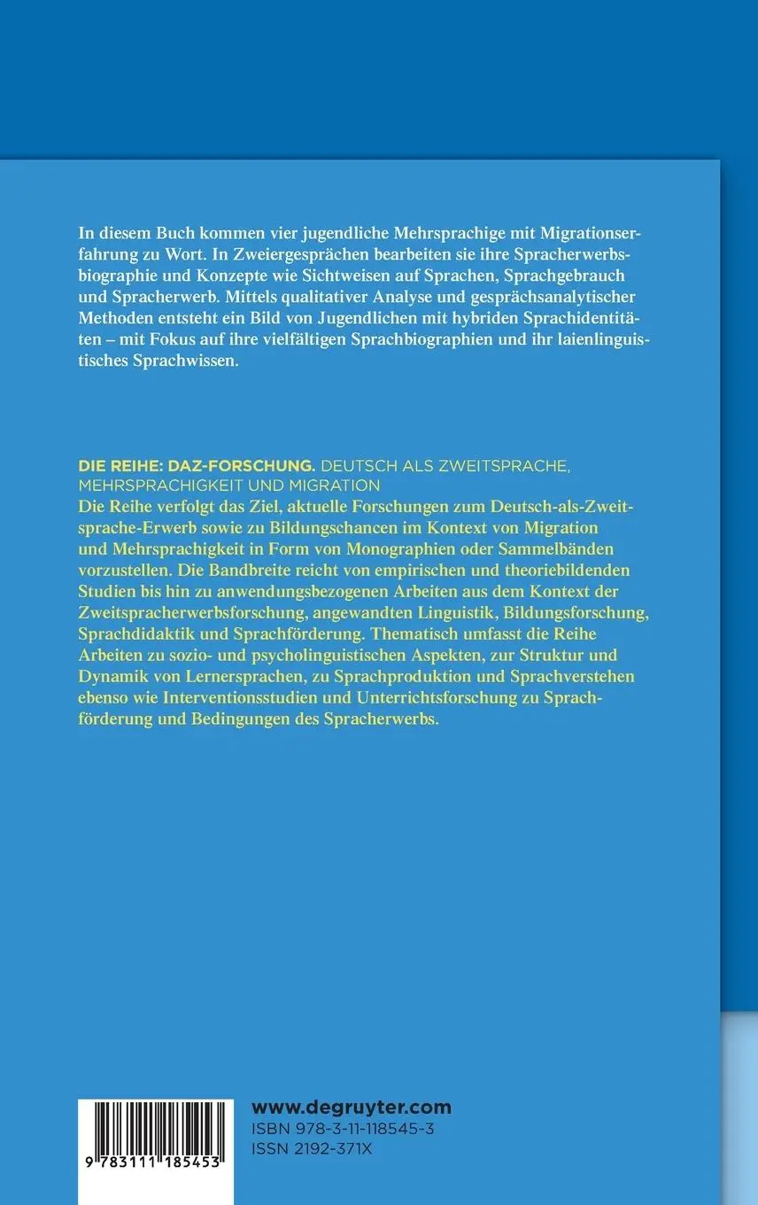 Rückseite: 9783111185453 | Reflexionen zu Mehrsprachigkeit und Sprachidentität | Eckardt | Buch