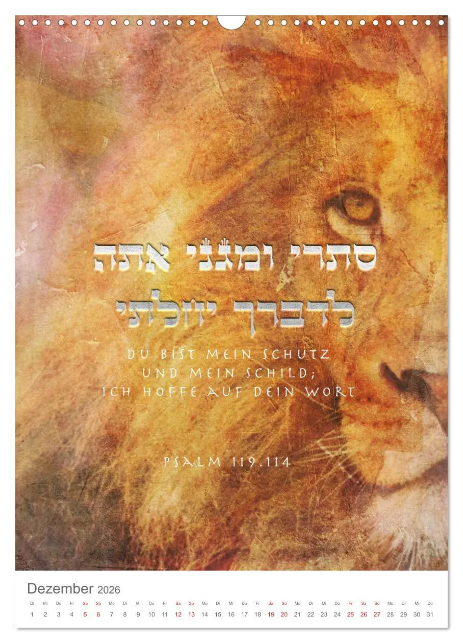 Bild: 9783516405453 | Psalmen Tehilim Hebräisch - Deutsch (Wandkalender 2026 DIN A3...