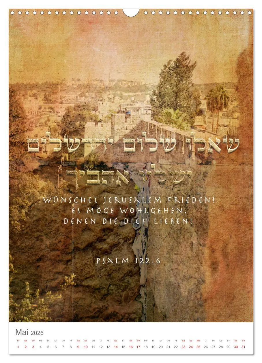 Bild: 9783516405453 | Psalmen Tehilim Hebräisch - Deutsch (Wandkalender 2026 DIN A3...