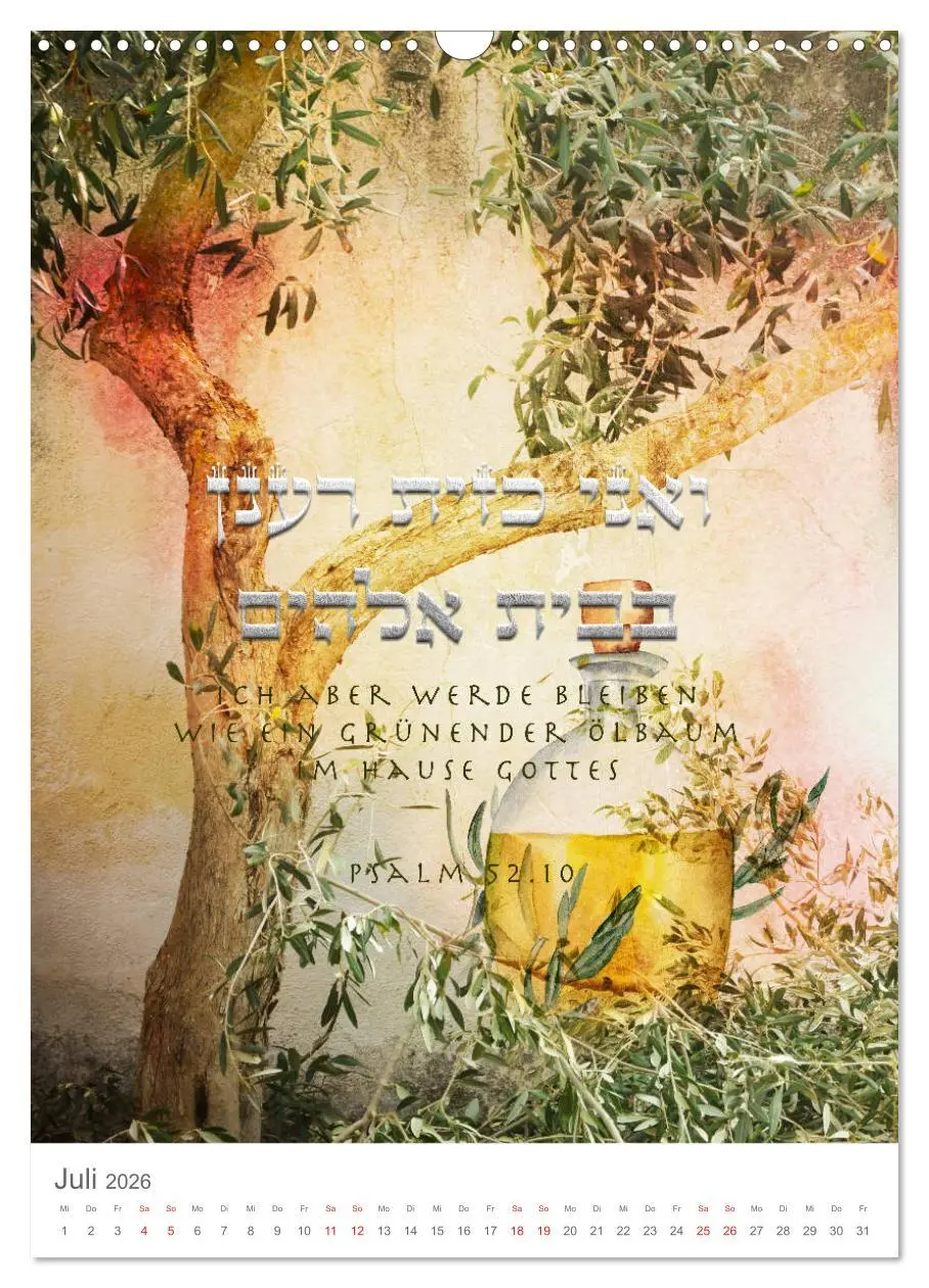 Bild: 9783516405453 | Psalmen Tehilim Hebräisch - Deutsch (Wandkalender 2026 DIN A3...