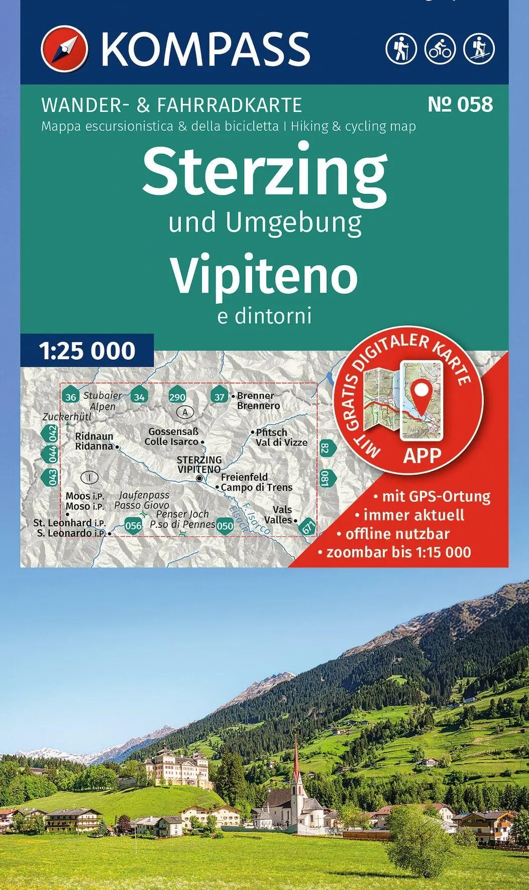 Cover: 9783991545453 | KOMPASS Wanderkarte 058 Sterzing und Umgebung / Vipiteno e dintorni...