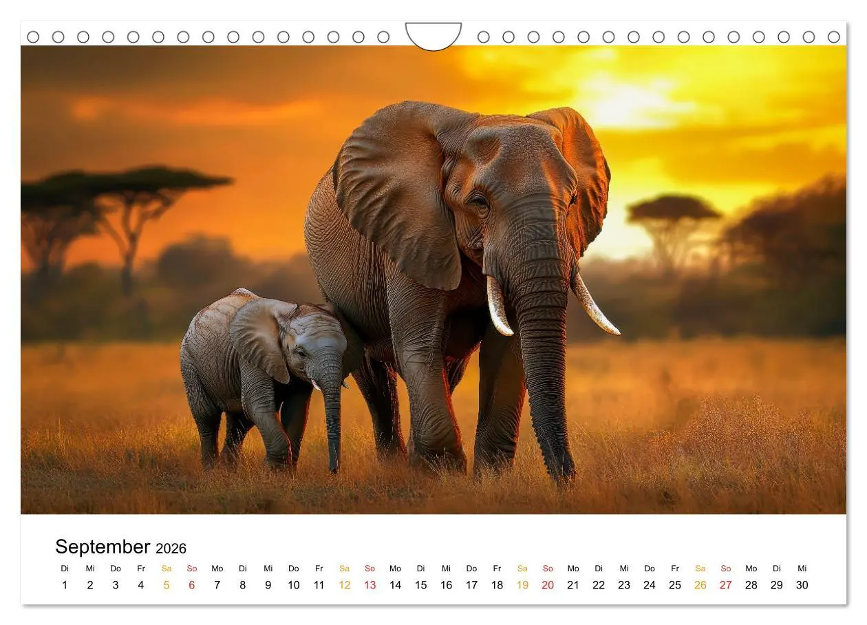 Bild: 9783457305553 | Elefanten - Riesen der Wildnis (Wandkalender 2026 DIN A4 quer),...