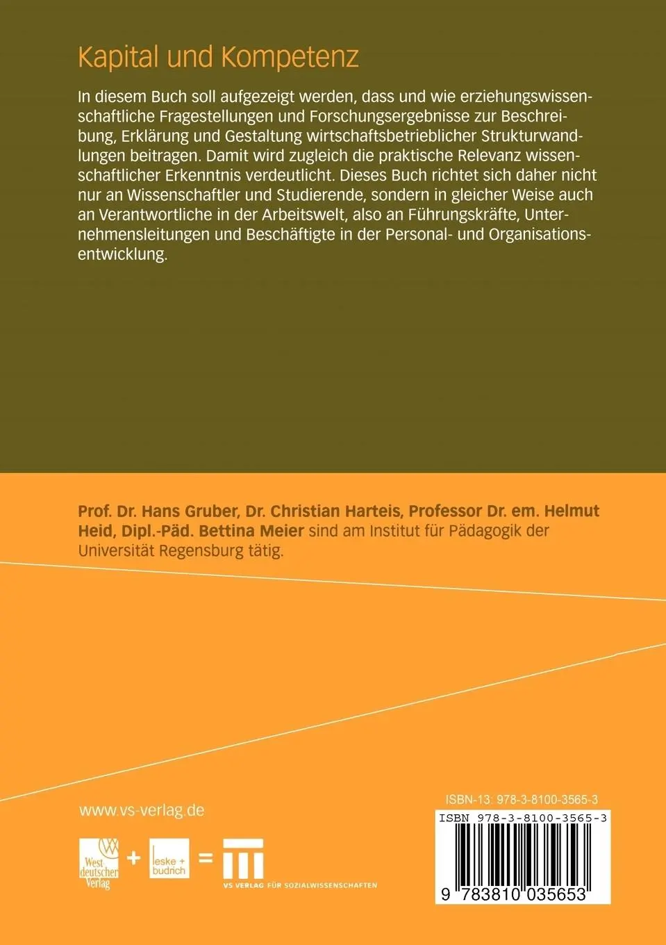 Rückseite: 9783810035653 | Kapital und Kompetenz | Hans Gruber (u. a.) | Taschenbuch | 340 S.