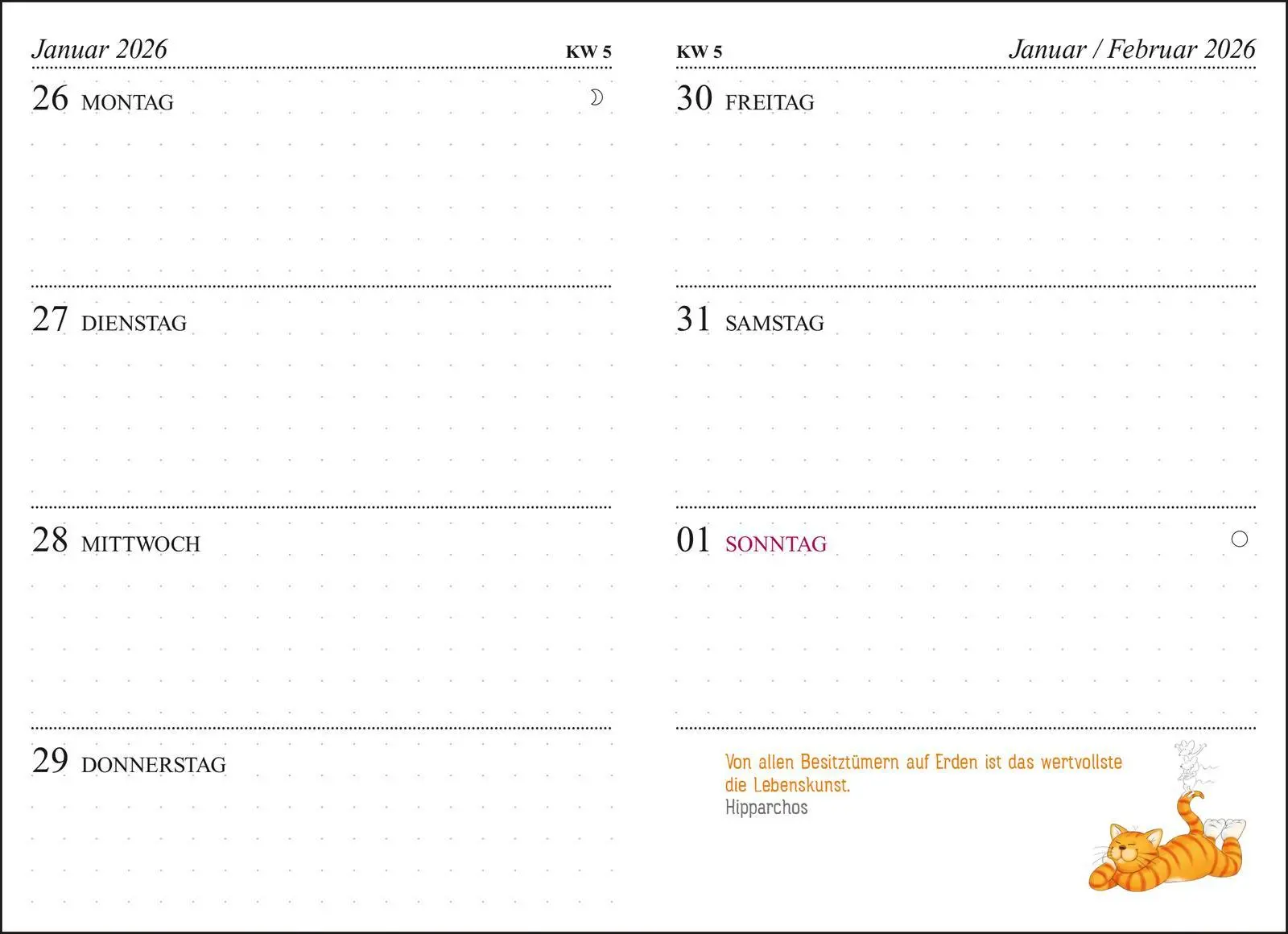 Bild: 4260308345753 | Taschenkalender 2026: Om-Katze: Bloß kein Stress! | Pattloch Verlag