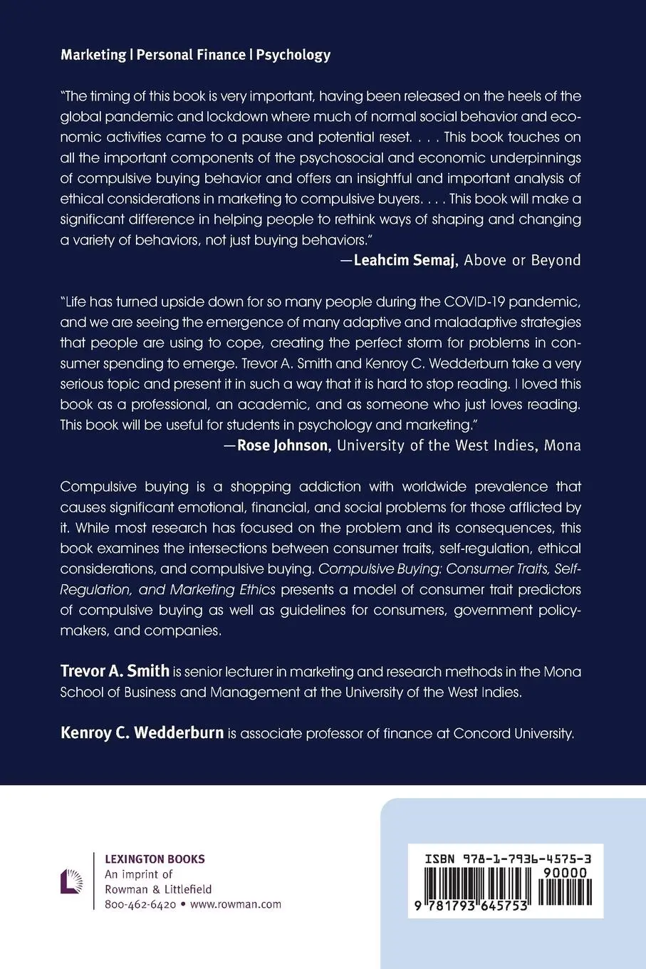 Rückseite: 9781793645753 | Compulsive Buying | Trevor A. Smith (u. a.) | Taschenbuch | Englisch