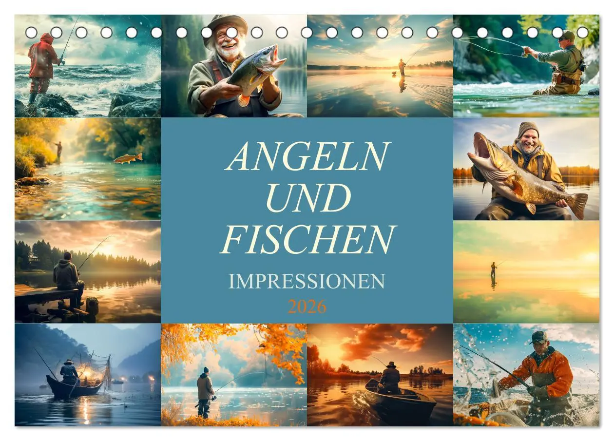 Cover: 9783457455753 | Angeln und Fischen Impressionen (Tischkalender 2026 DIN A5 quer),...