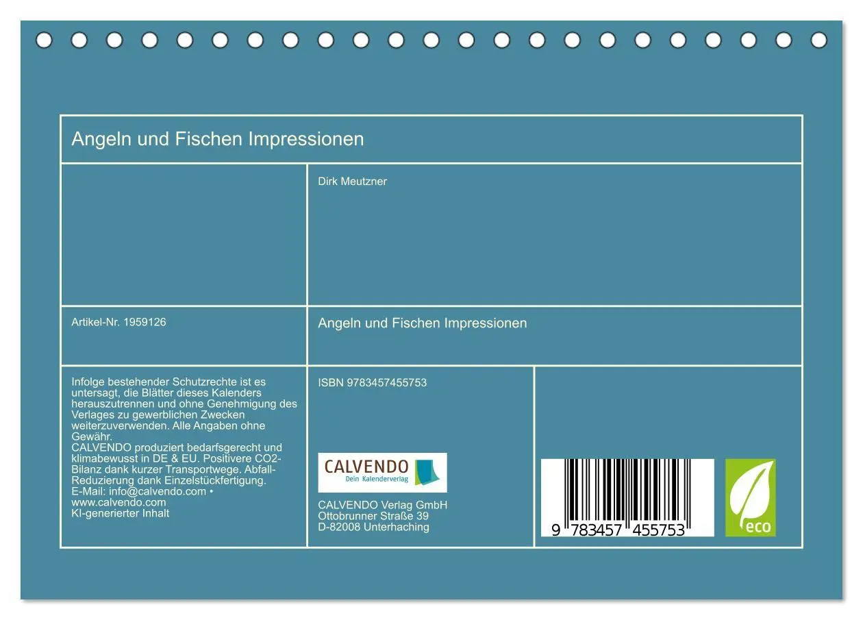 Bild: 9783457455753 | Angeln und Fischen Impressionen (Tischkalender 2026 DIN A5 quer),...