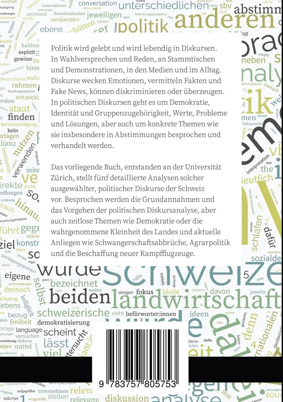 Rückseite: 9783757805753 | Ausgewählte Diskursanalysen der politischen Schweiz | Christian Ewert