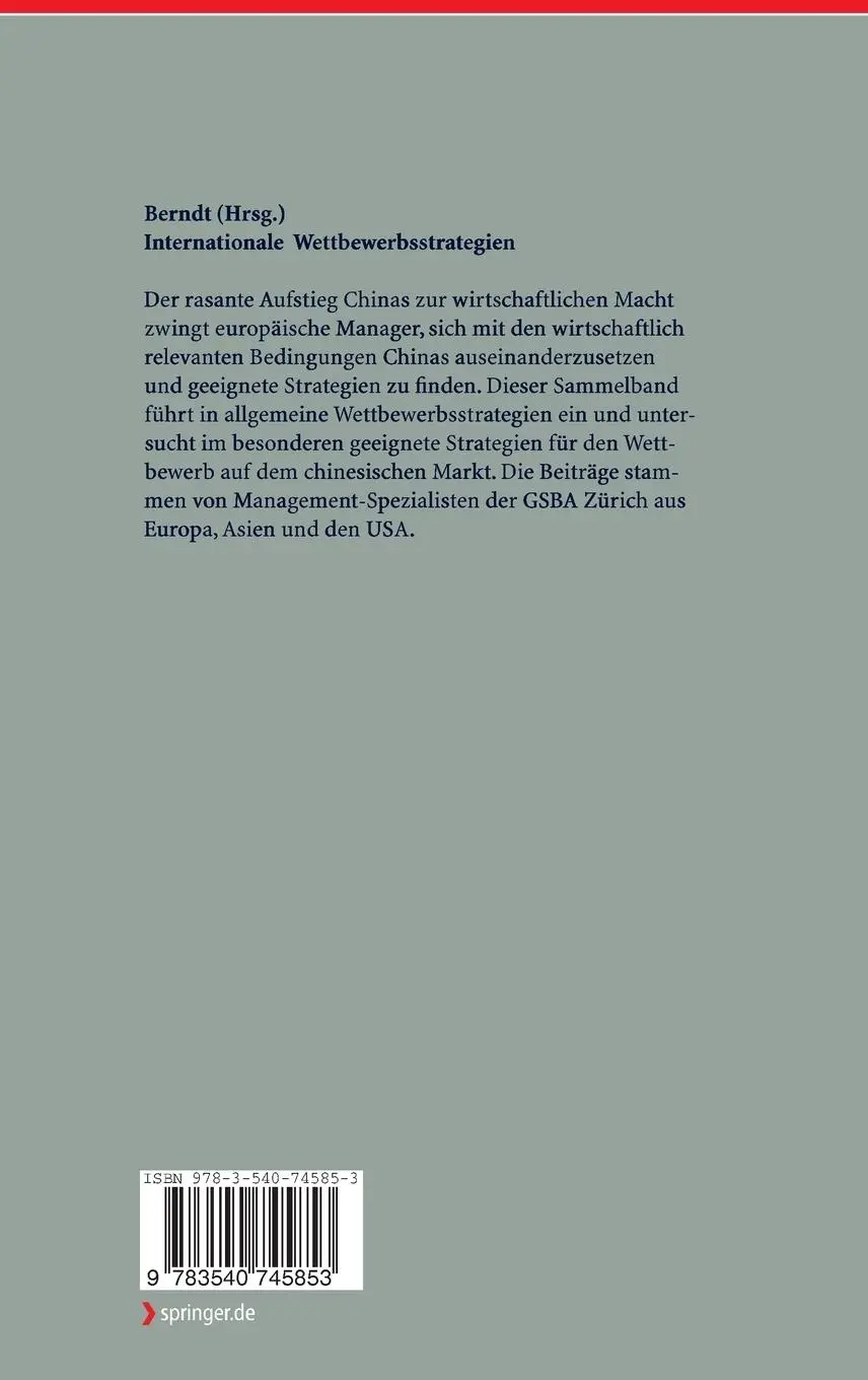 Rückseite: 9783540745853 | Internationale Wettbewerbsstrategien | Ralph Berndt | Buch | xiii
