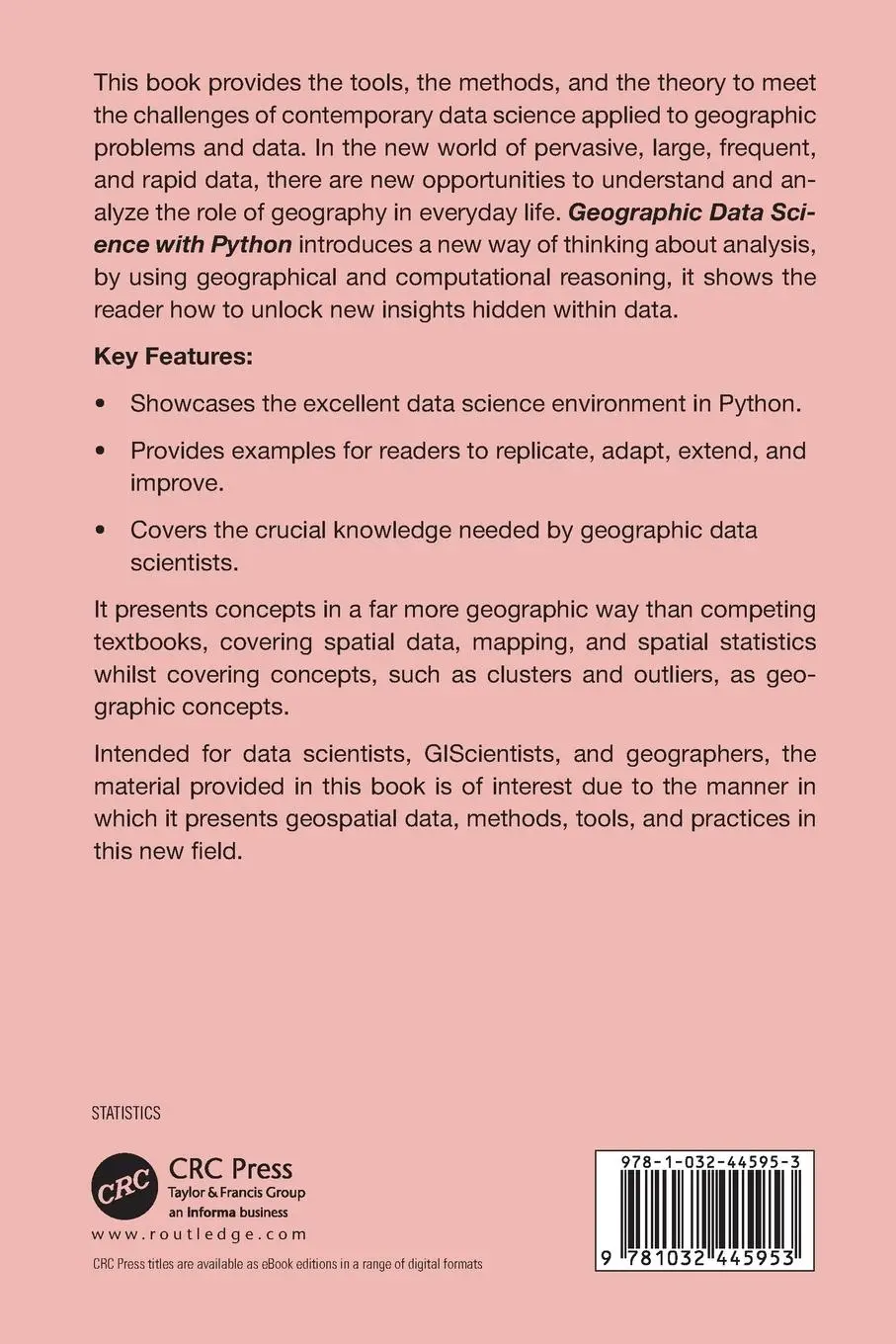 Rückseite: 9781032445953 | Geographic Data Science with Python | Sergio Rey (u. a.) | Taschenbuch
