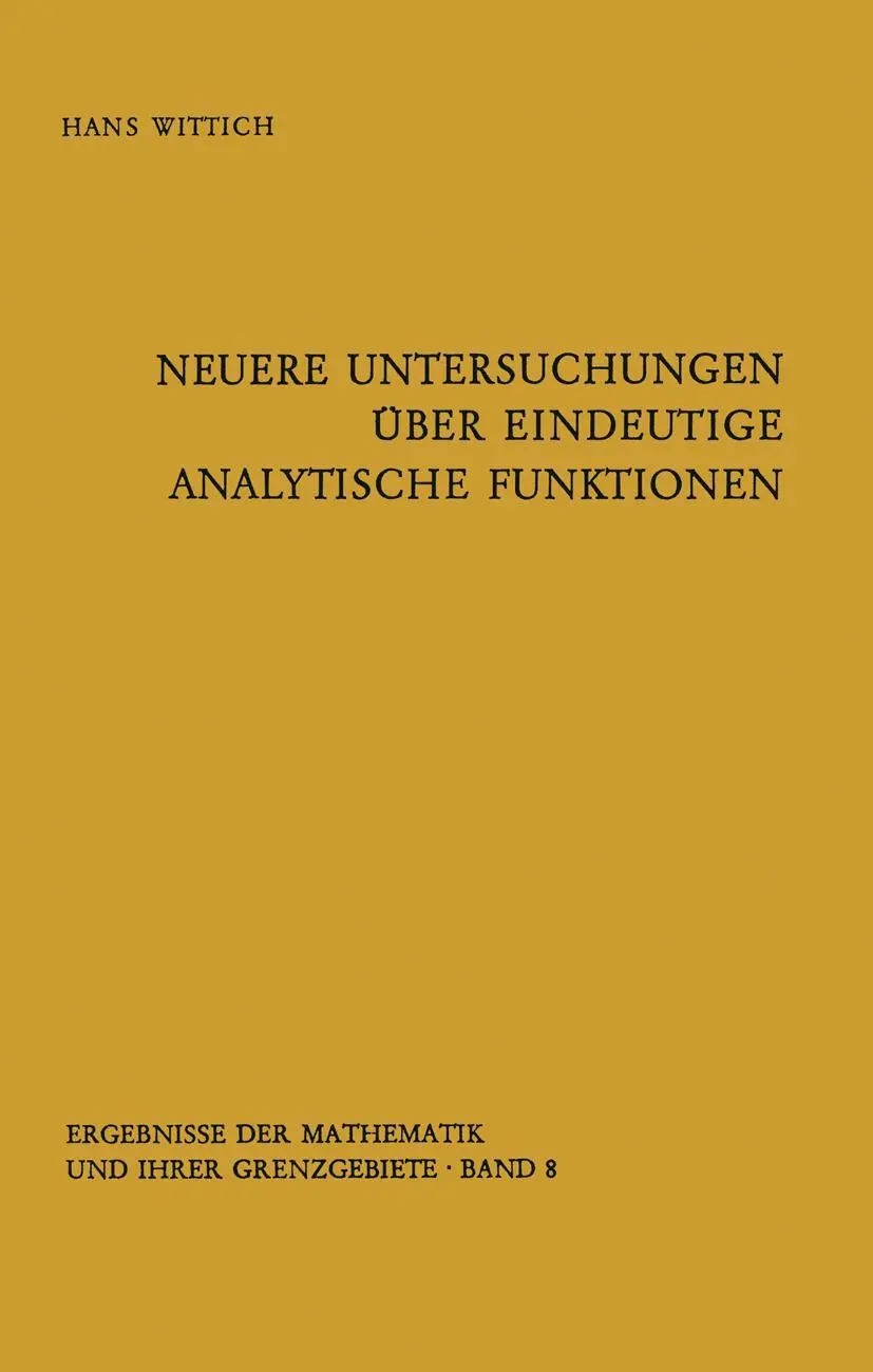 Cover: 9783642875953 | Neuere Untersuchungen über eindeutige analytische Funktionen | Wittich