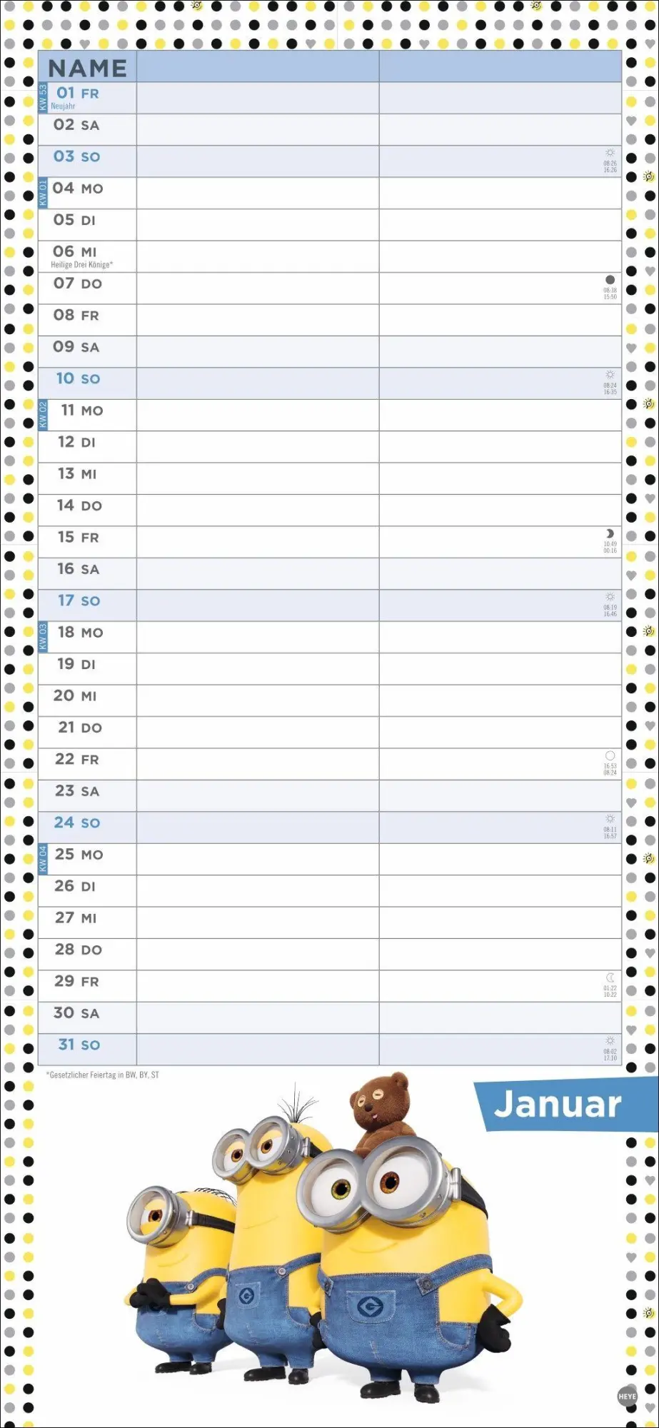Bild: 9783756415953 | Minions Planer für zwei 2027 | Kalender | Familienplaner Athesia