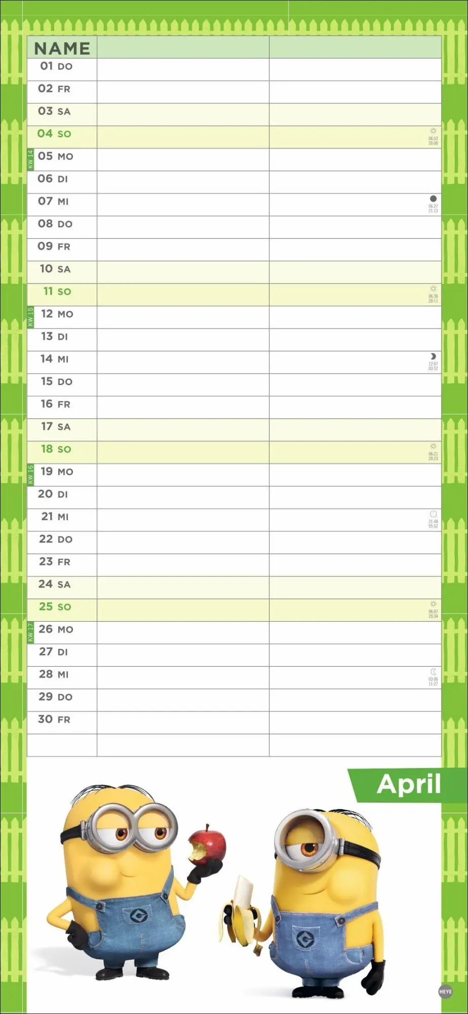 Bild: 9783756415953 | Minions Planer für zwei 2027 | Kalender | Familienplaner Athesia