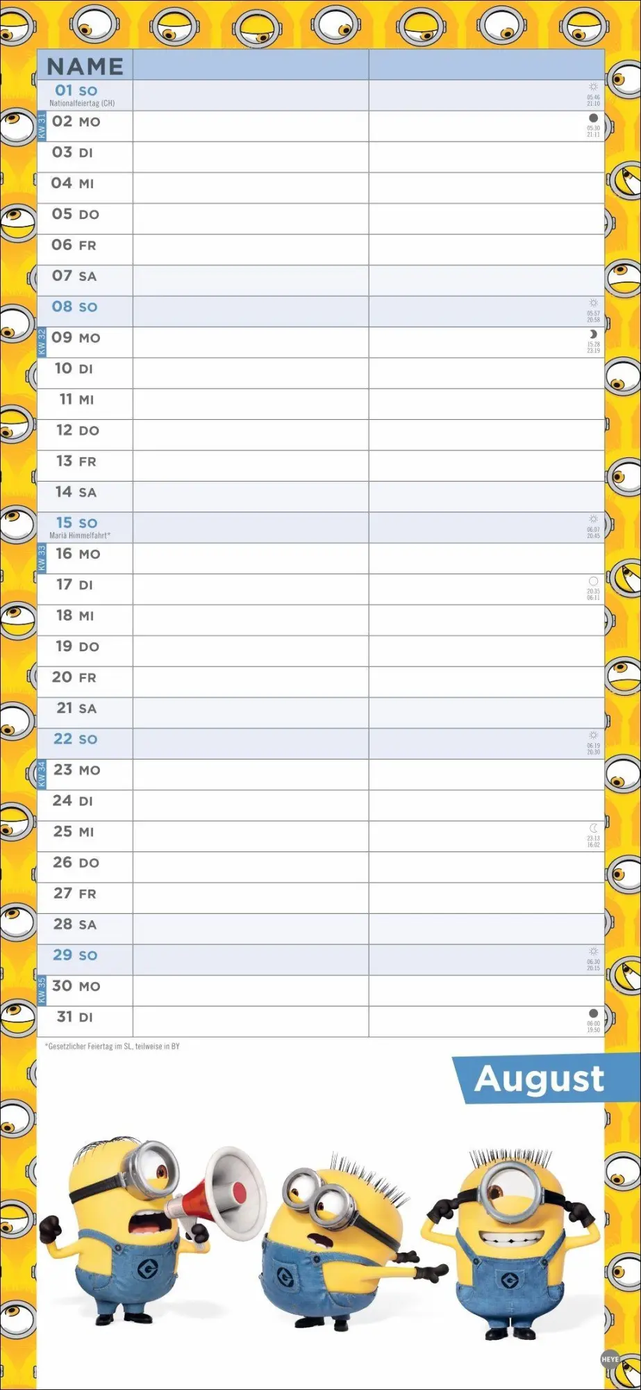 Bild: 9783756415953 | Minions Planer für zwei 2027 | Kalender | Familienplaner Athesia