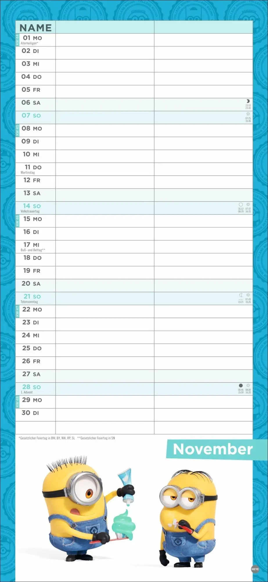 Bild: 9783756415953 | Minions Planer für zwei 2027 | Kalender | Familienplaner Athesia