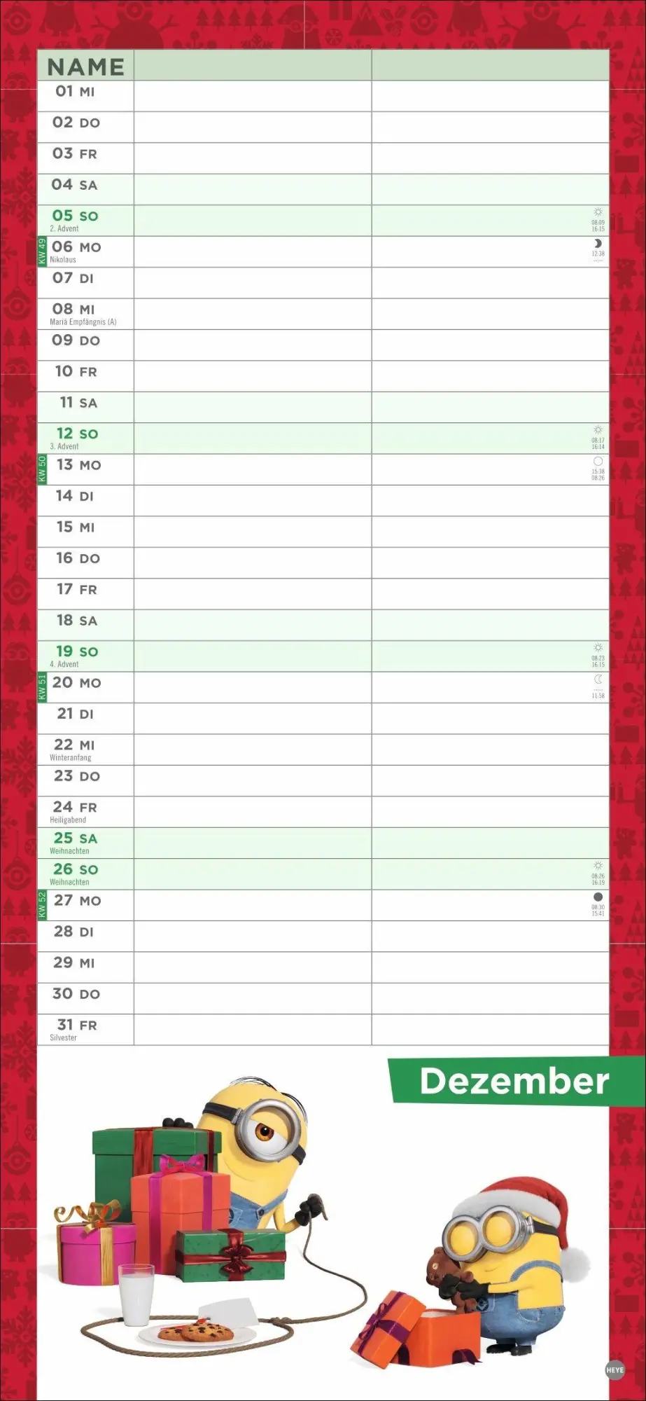 Bild: 9783756415953 | Minions Planer für zwei 2027 | Kalender | Familienplaner Athesia