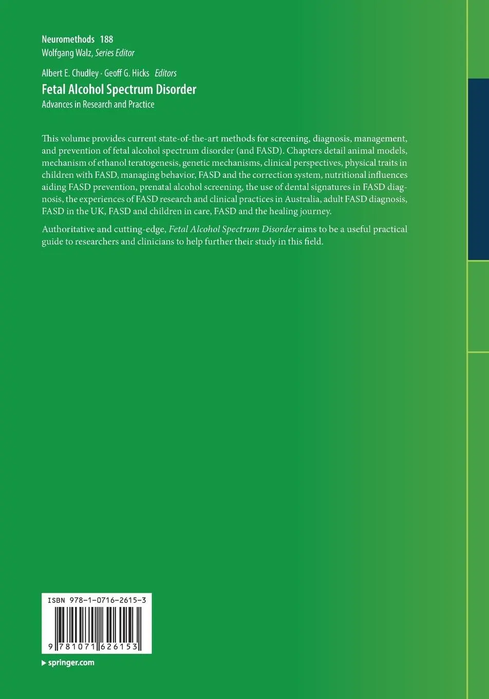 Rückseite: 9781071626153 | Fetal Alcohol Spectrum Disorder | Advances in Research and Practice