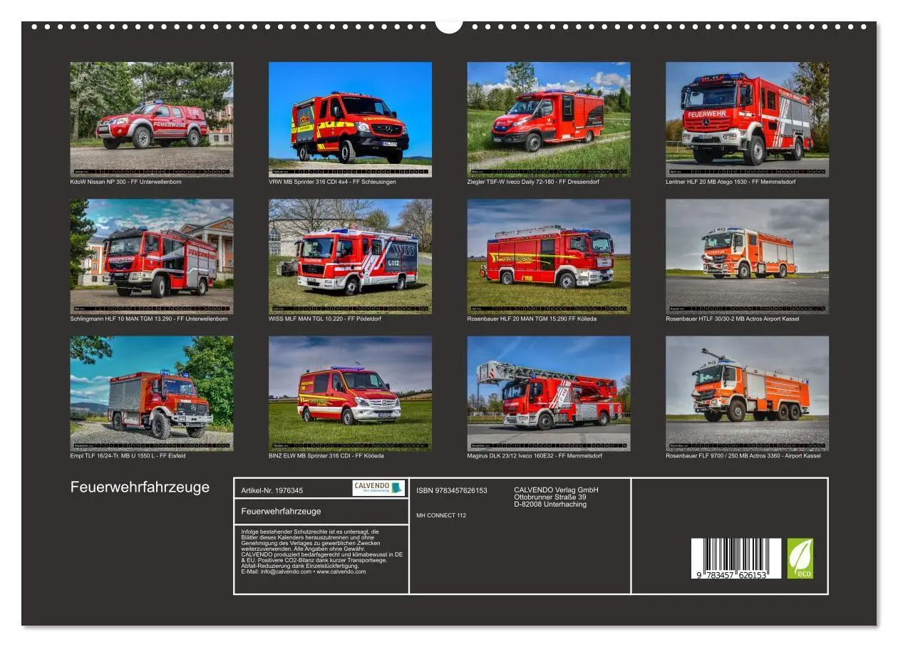 Bild: 9783457626153 | Feuerwehrfahrzeuge (Wandkalender 2026 DIN A2 quer), CALVENDO...