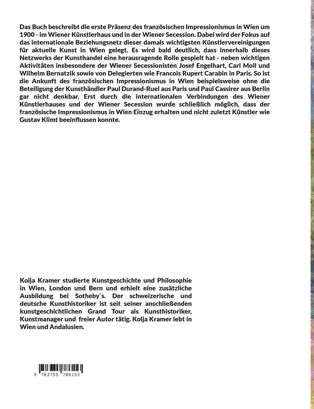 Rückseite: 9783755786153 | Die Ankunft des französischen Impressionismus in Wien um 1900 | Kramer