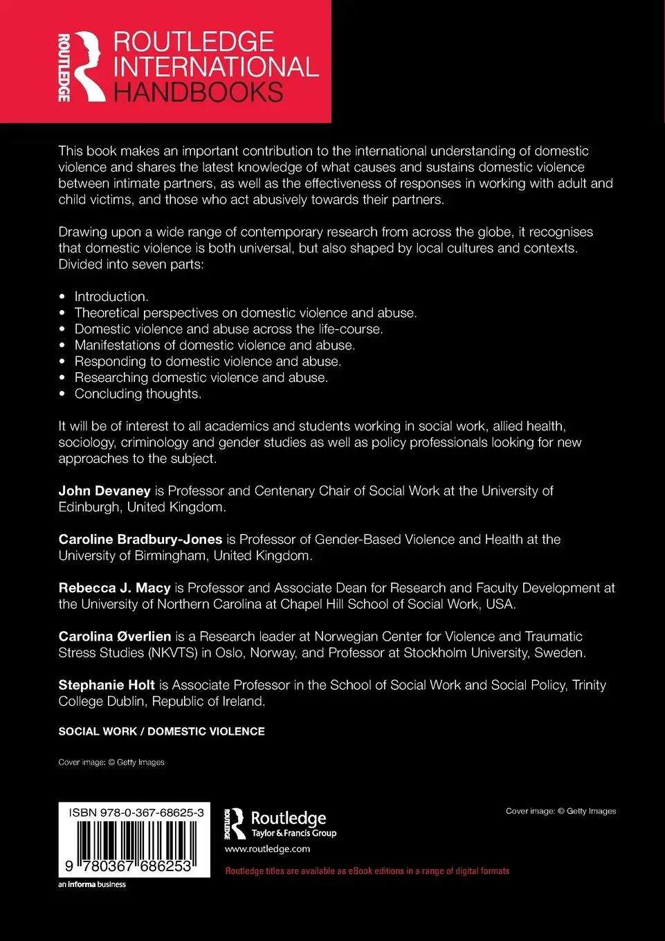 Rückseite: 9780367686253 | The Routledge International Handbook of Domestic Violence and Abuse
