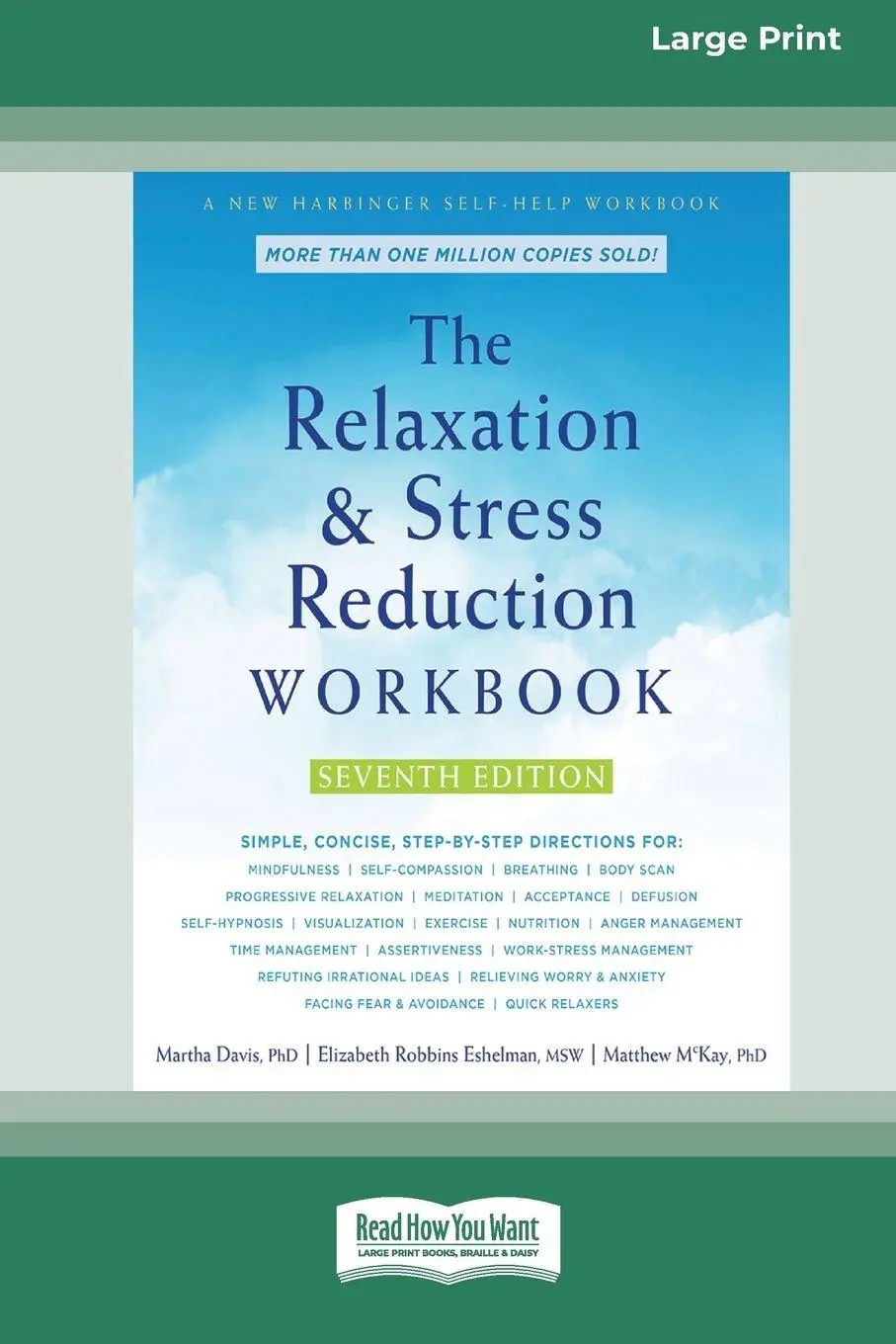 Cover: 9780369356253 | The Relaxation and Stress Reduction Workbook (16pt Large Print...