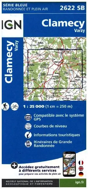 IGN Karte, Serie Bleue Clamecy Varzy