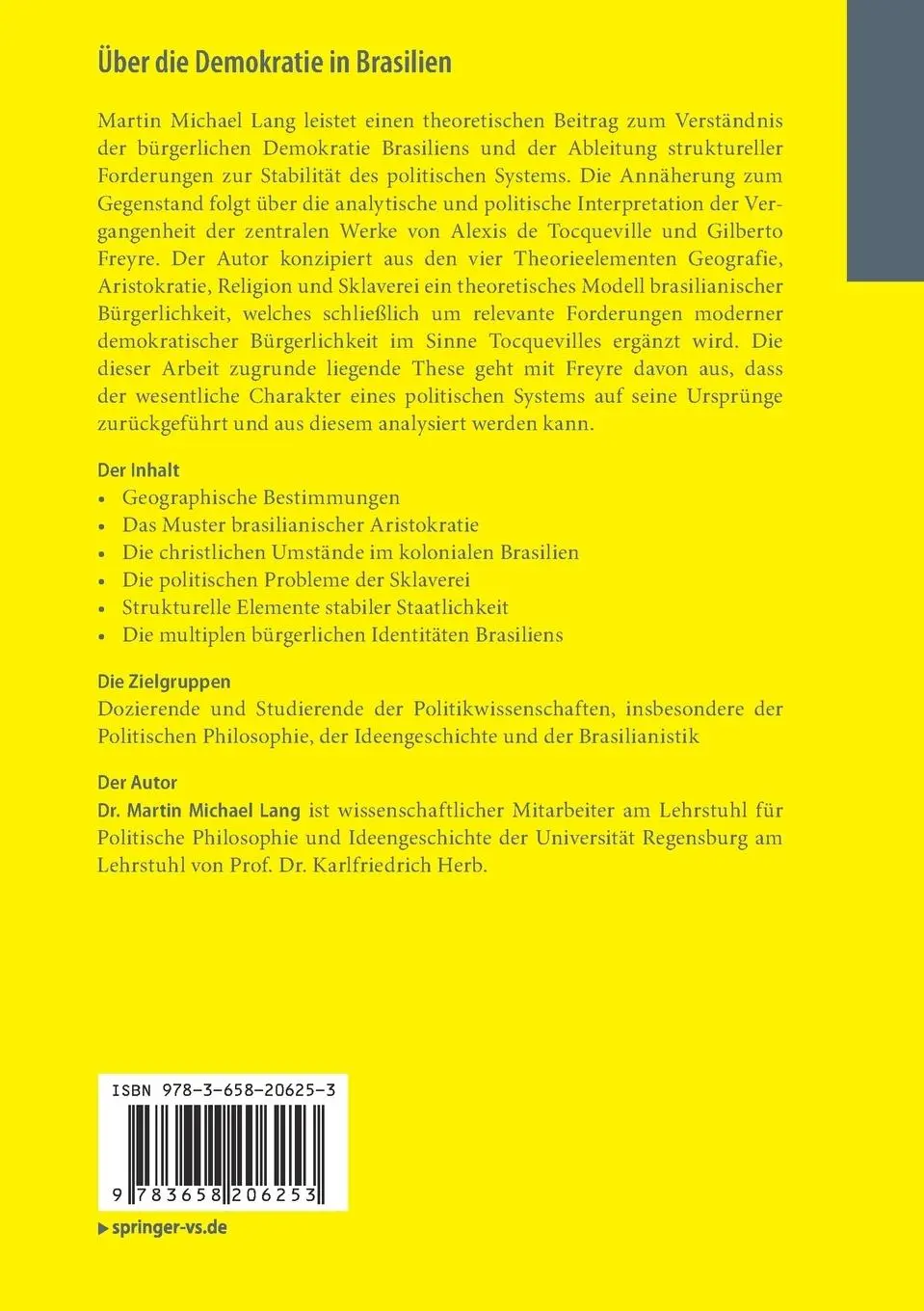 Rückseite: 9783658206253 | Über die Demokratie in Brasilien | Martin Michael Lang | Taschenbuch