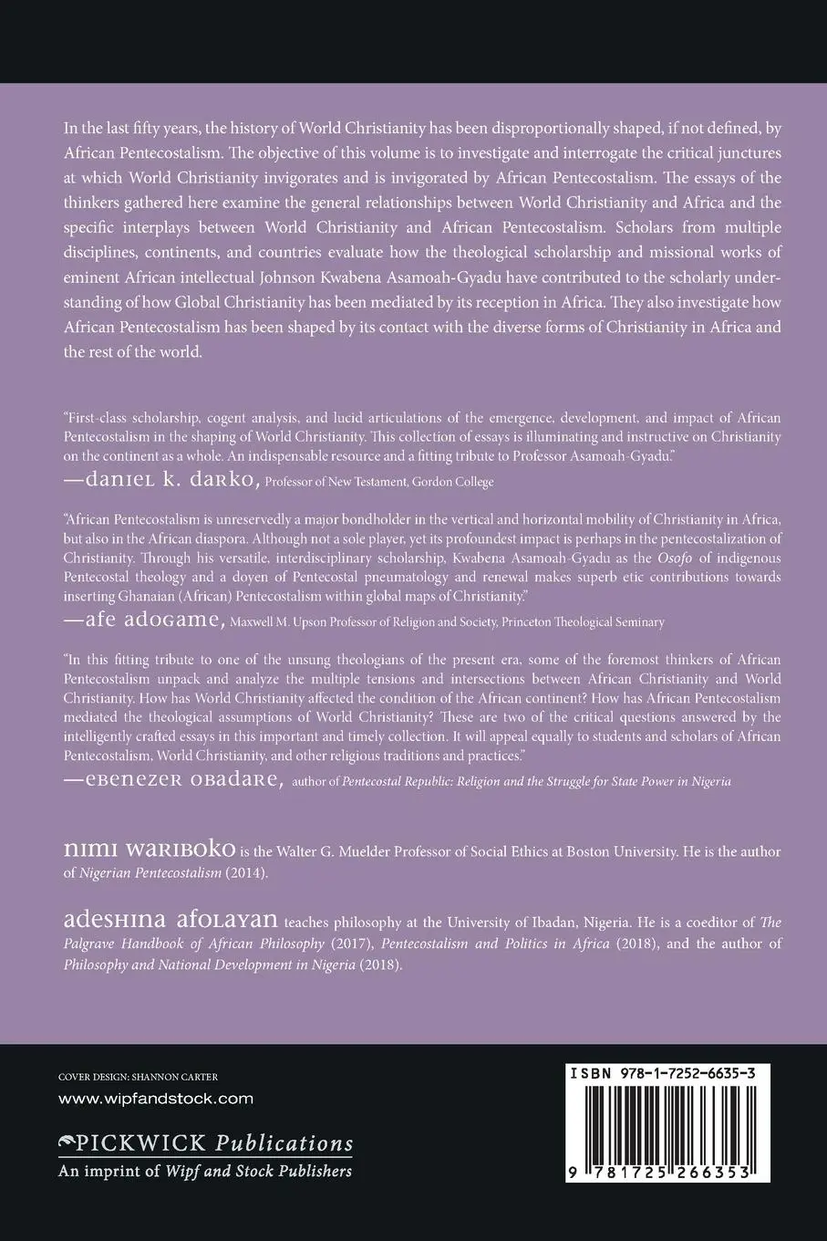 Rückseite: 9781725266353 | African Pentecostalism and World Christianity | Nimi Wariboko (u. a.)