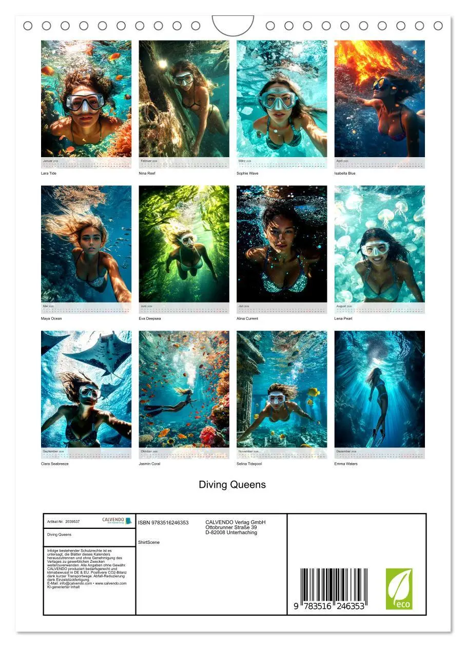 Bild: 9783516246353 | Diving Queens (Wandkalender 2026 DIN A4 hoch), CALVENDO Monatskalender