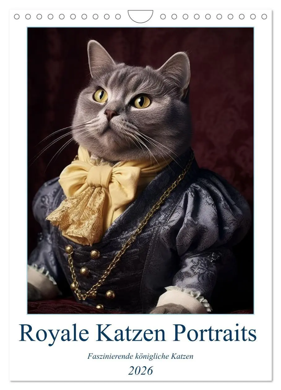 Cover: 9783516316353 | Royale Katzen Portraits (Wandkalender 2026 DIN A4 hoch), CALVENDO...