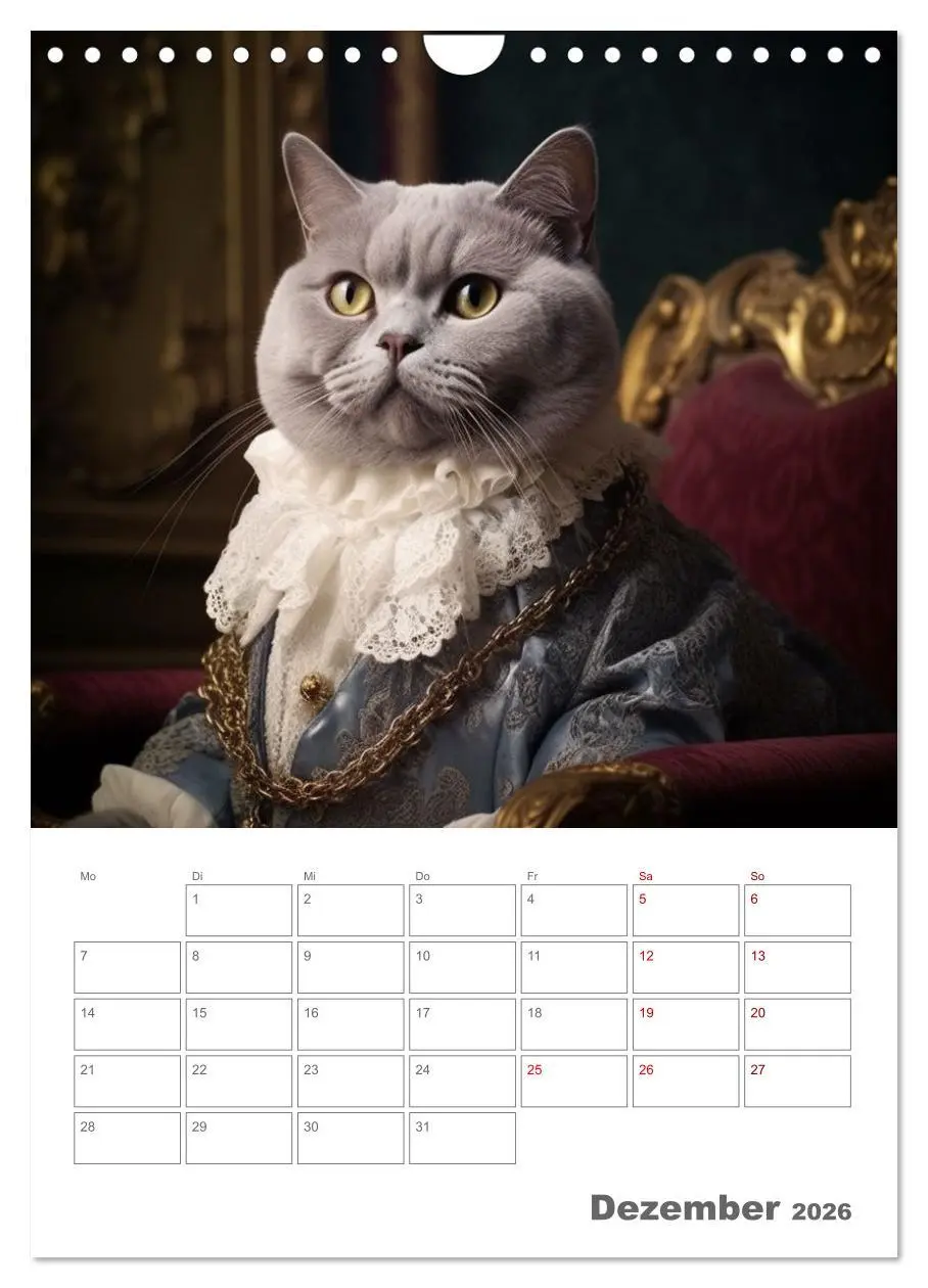 Bild: 9783516316353 | Royale Katzen Portraits (Wandkalender 2026 DIN A4 hoch), CALVENDO...