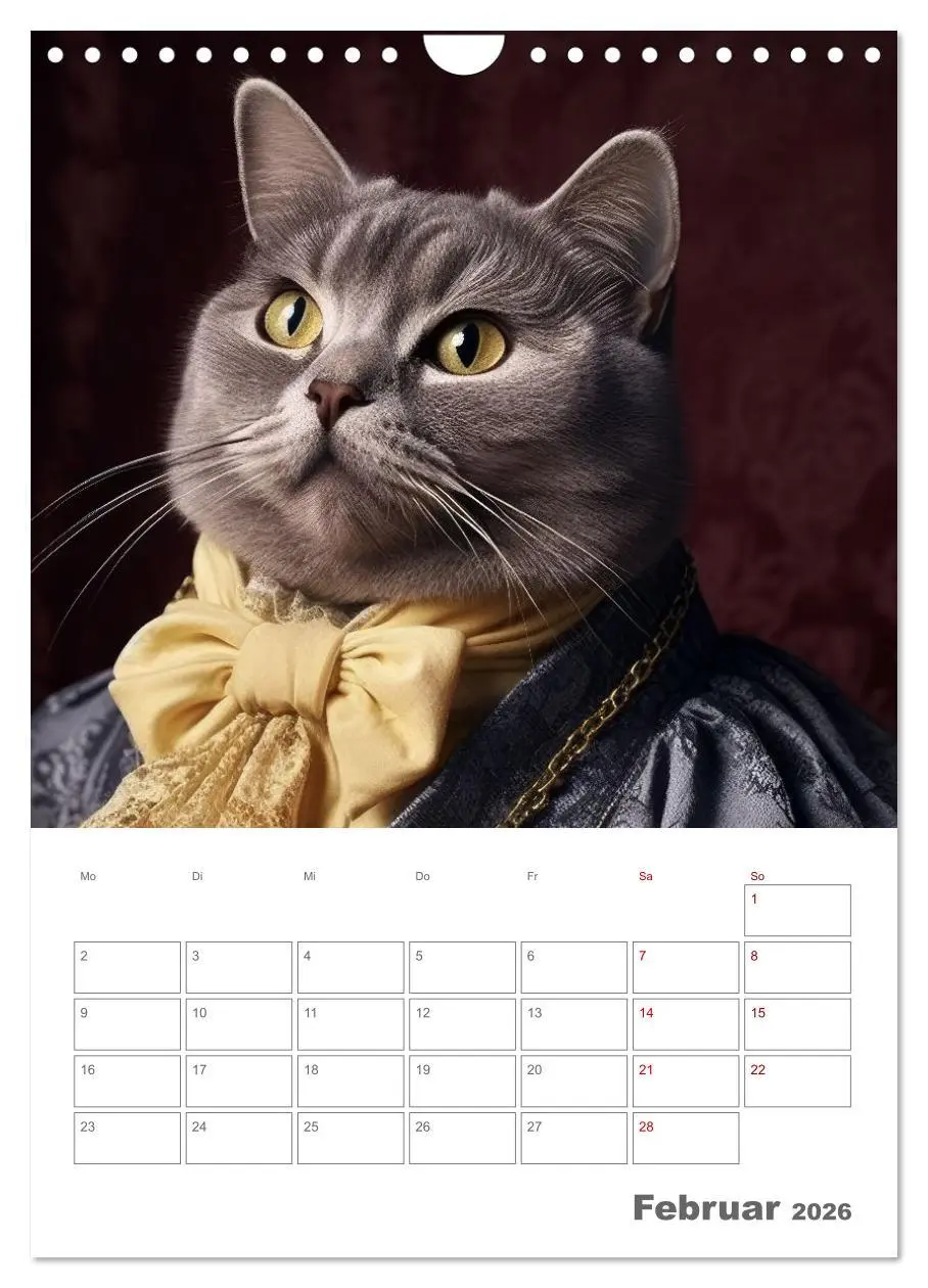 Bild: 9783516316353 | Royale Katzen Portraits (Wandkalender 2026 DIN A4 hoch), CALVENDO...