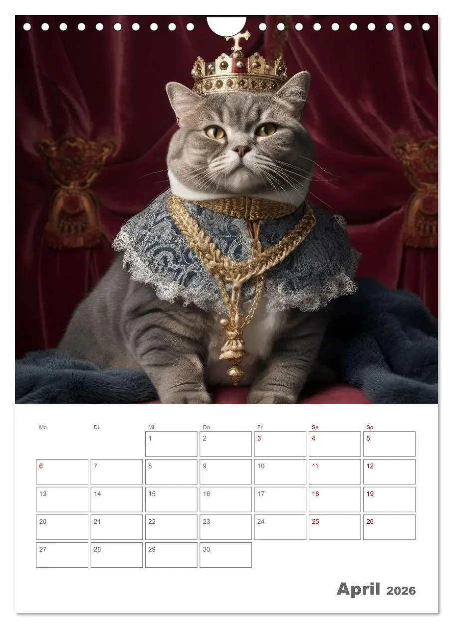 Bild: 9783516316353 | Royale Katzen Portraits (Wandkalender 2026 DIN A4 hoch), CALVENDO...