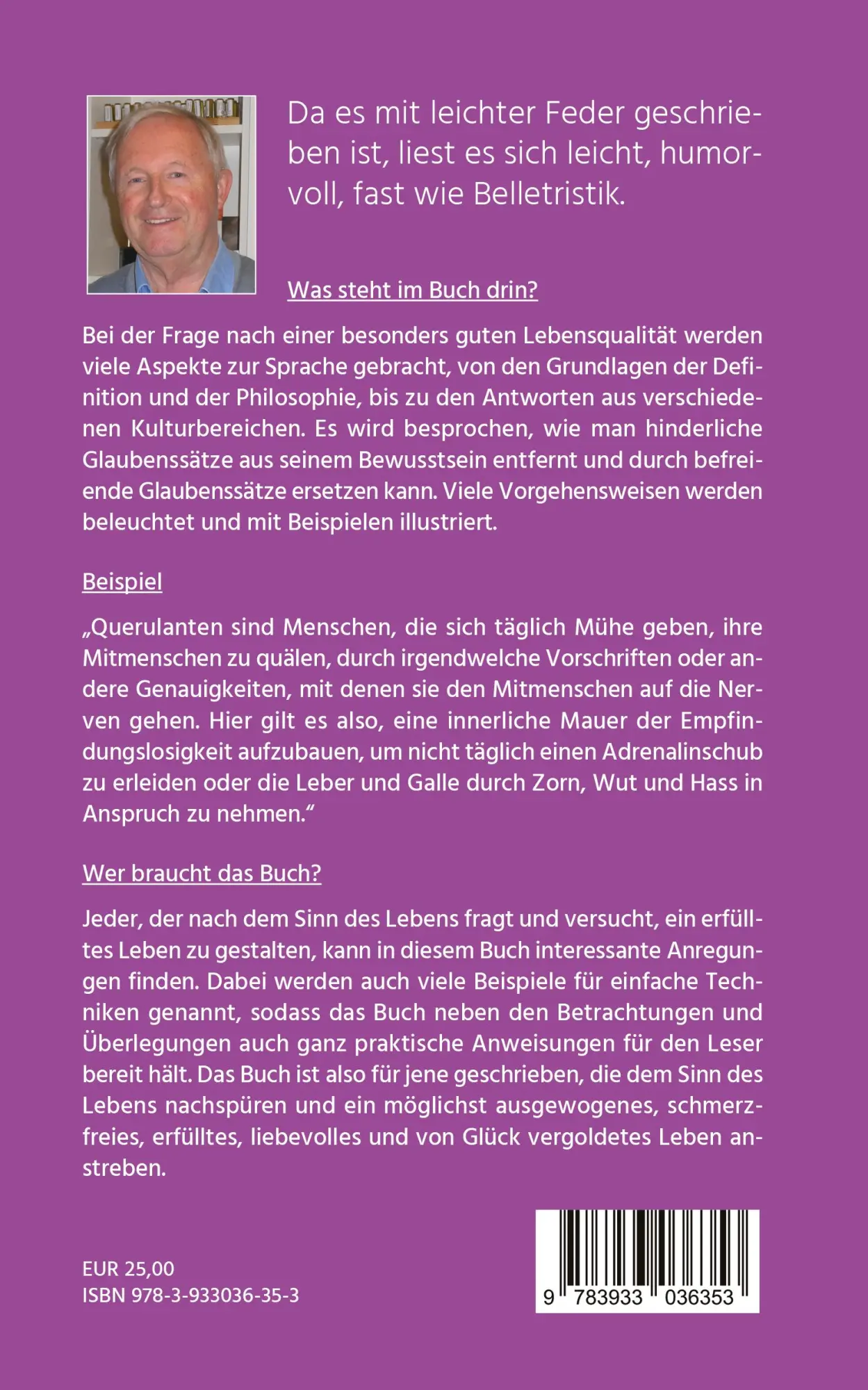 Rückseite: 9783933036353 | Mit Lebensweisheit zu einer besseren Lebensqualität | Heinrich Zeeden
