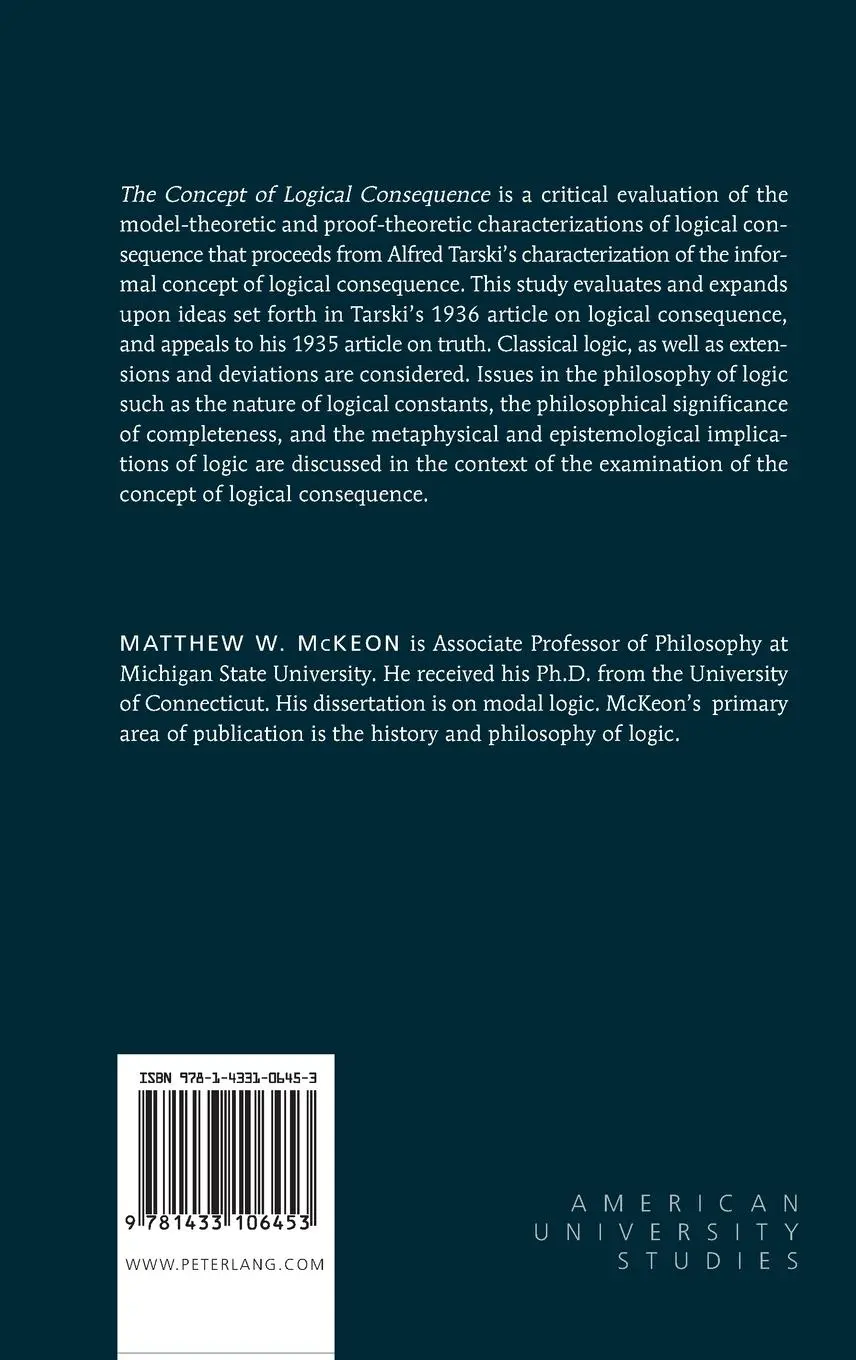 Rückseite: 9781433106453 | The Concept of Logical Consequence | Matthew W. McKeon | Buch | 172 S.