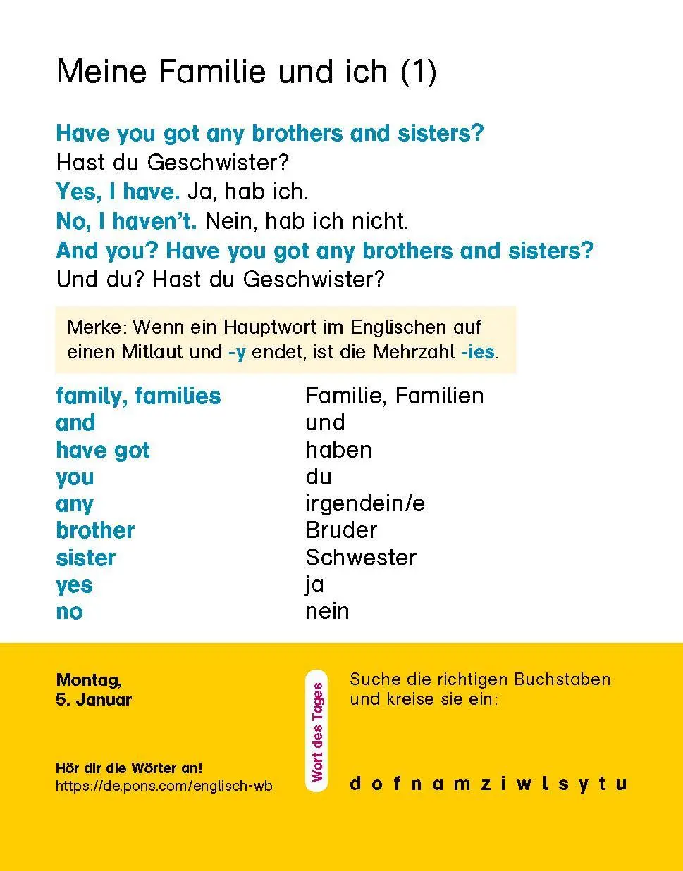 Bild: 9783125636453 | Langenscheidt Kinderkalender Englisch 2026 | Tagesabreißkalender