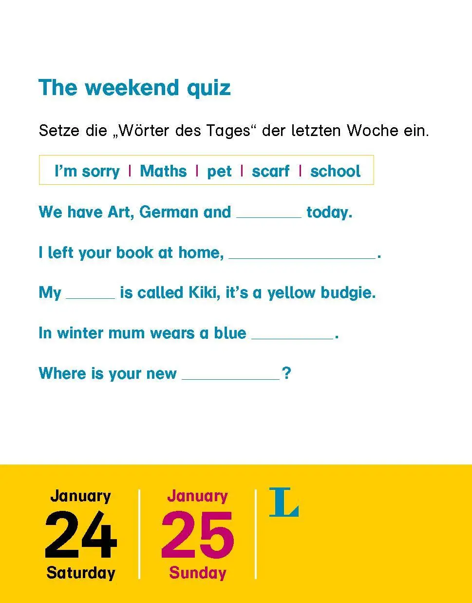 Bild: 9783125636453 | Langenscheidt Kinderkalender Englisch 2026 | Tagesabreißkalender