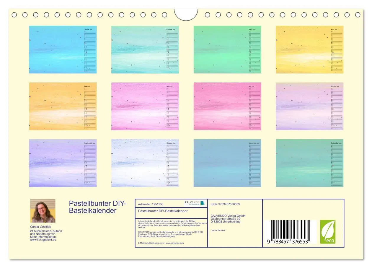 Bild: 9783457376553 | Pastellbunter DIY-Bastelkalender (Wandkalender 2026 DIN A4 quer),...
