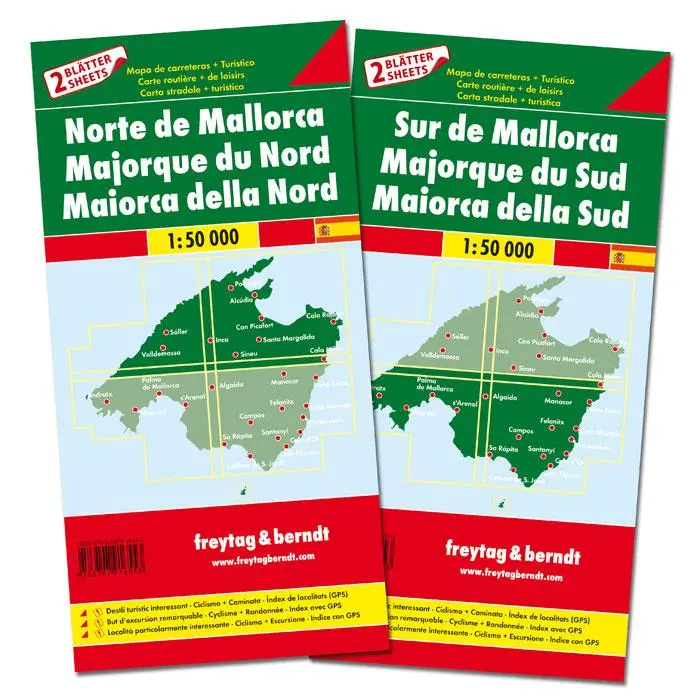 Rückseite: 9783707916553 | freytag &amp; berndt Straßenkarte Mallorca Set Nord und Süd 1:50.000