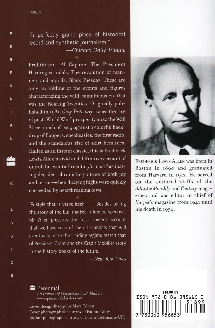 Rückseite: 9780060956653 | Only Yesterday | Frederick L Allen | Taschenbuch | Englisch | 2010