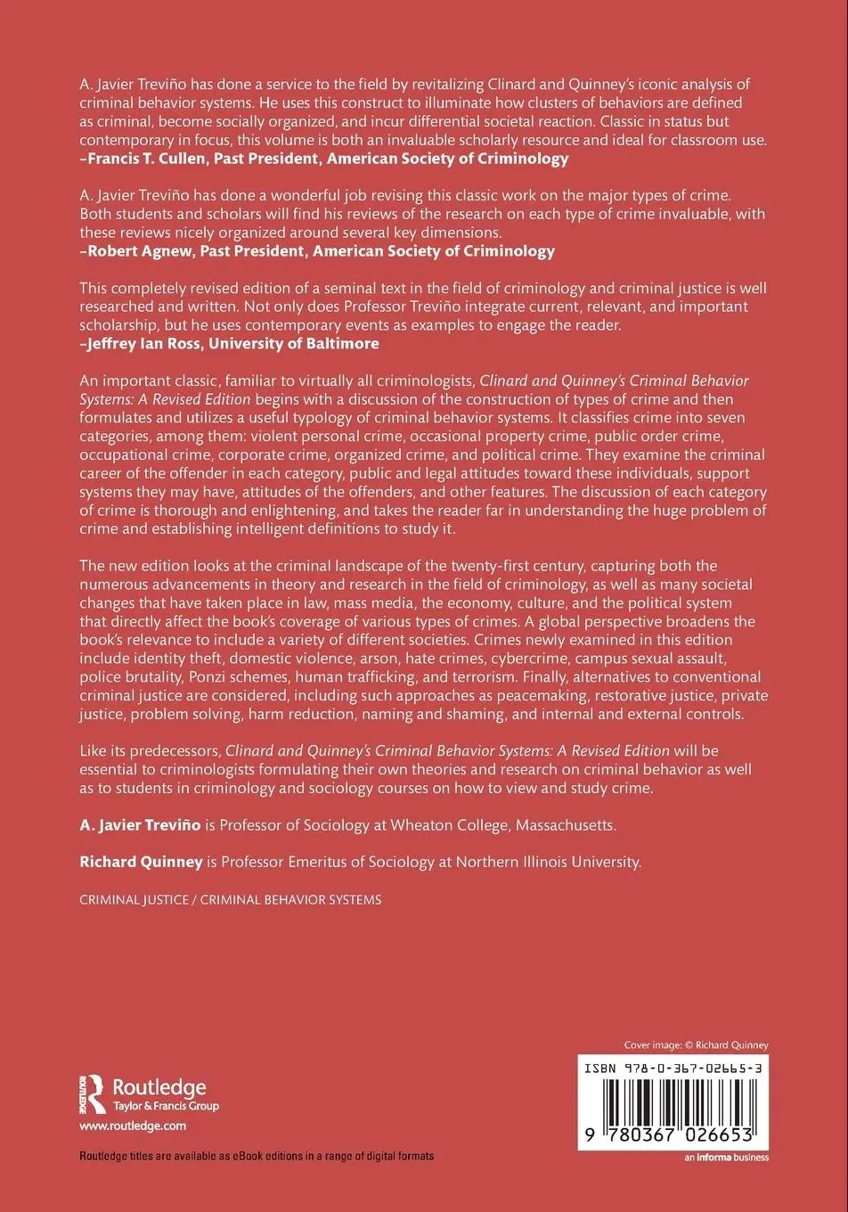 Rückseite: 9780367026653 | Clinard and Quinney's Criminal Behavior Systems | A Revised Edition