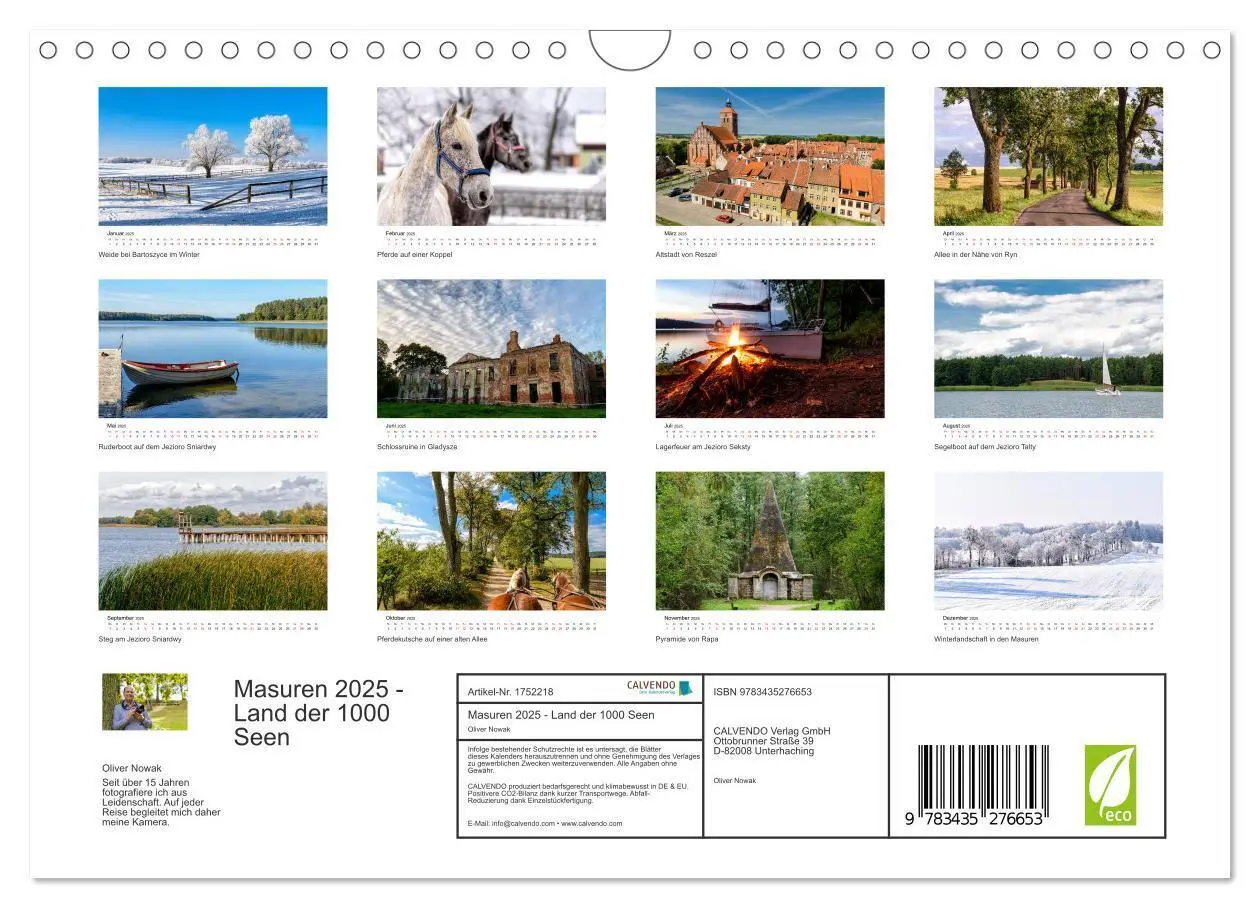 Bild: 9783435276653 | Masuren 2025 - Land der 1000 Seen (Wandkalender 2025 DIN A4 quer),...