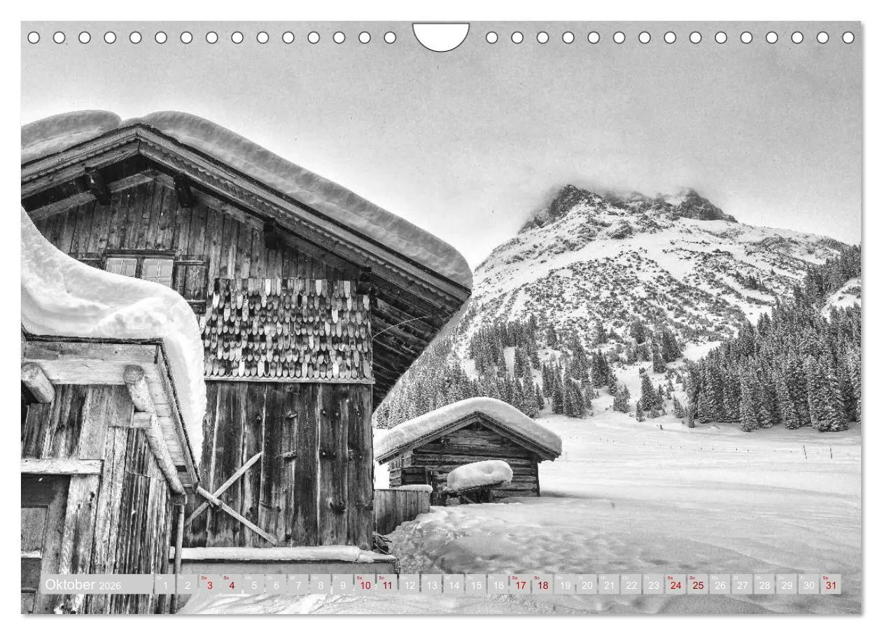 Bild: 9783457816653 | Arlberg black and white (Wandkalender 2026 DIN A4 quer), CALVENDO...