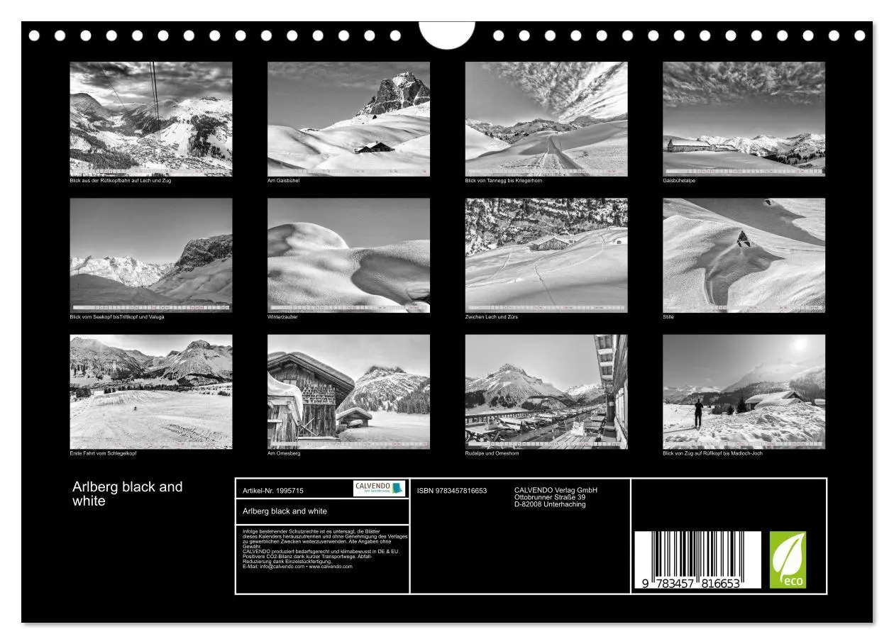 Bild: 9783457816653 | Arlberg black and white (Wandkalender 2026 DIN A4 quer), CALVENDO...