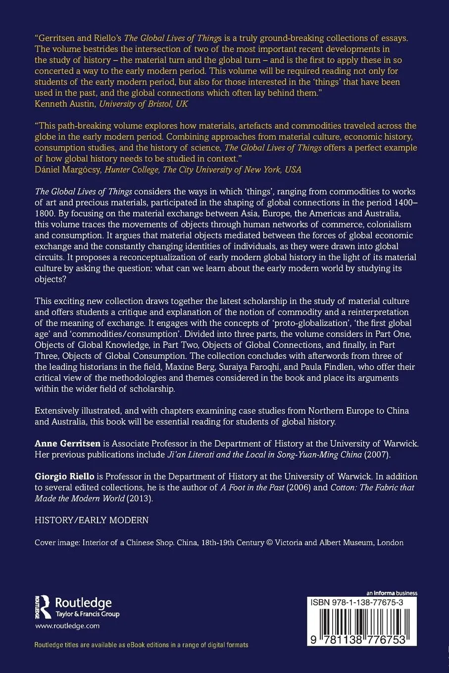Rückseite: 9781138776753 | The Global Lives of Things | Anne Gerritsen (u. a.) | Taschenbuch