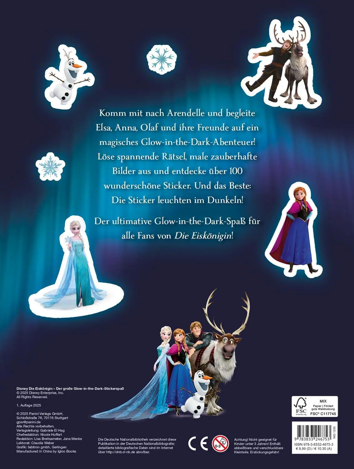 Rückseite: 9783833246753 | Disney Die Eiskönigin: Der große Glow-in-the-Dark-Stickerspaß:...